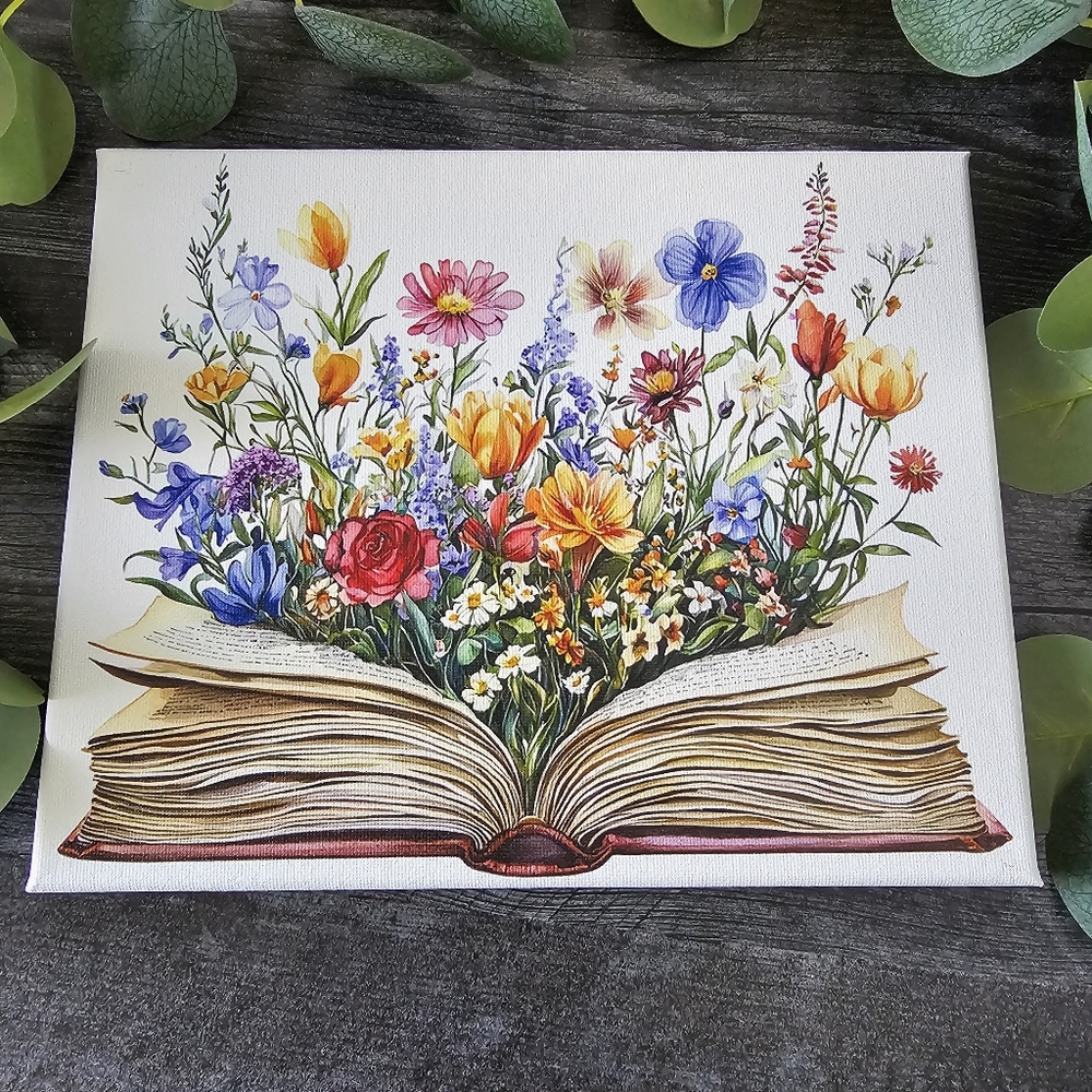 Floral Book Art Print - Multicolor